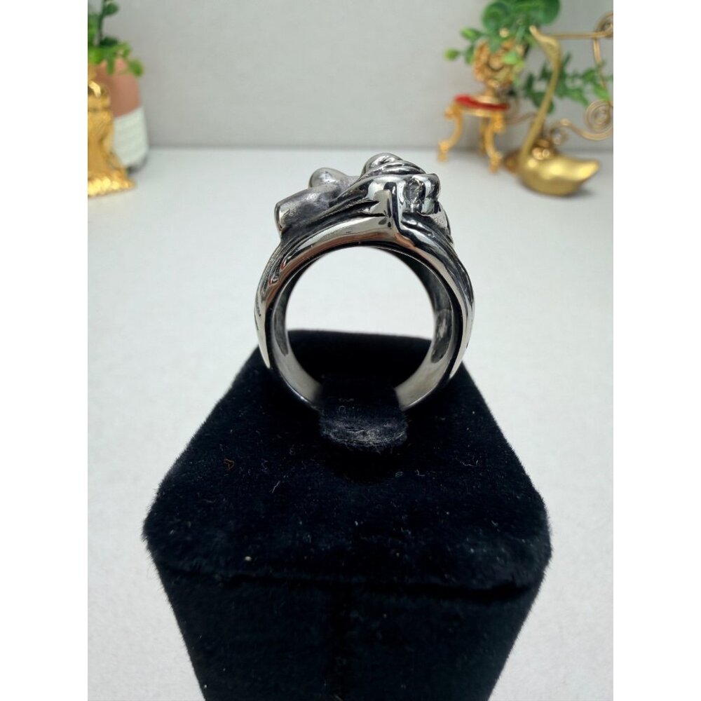 Stainless Steel Sculptural Nude Woman Art Ring Statement Biker Ring Unisex - Picture 4 of 11